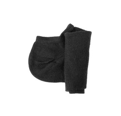 New Black Cotton Sock Isolated, Rolled Sportswear, Classic Unisex Cotton Socks on White Background