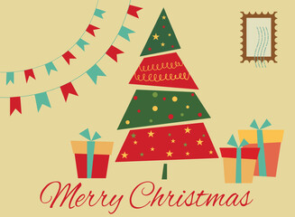 Merry Christmas postcard  in vintage style