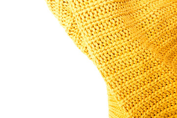 yellow knitted sweater on isolated white background