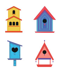 Obraz na płótnie Canvas Collection of colorful bird houses. Lovely birdhouses.