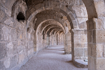 Various areas from the ancient theater of Aspendos, ancient cities in Turkey, Antalya