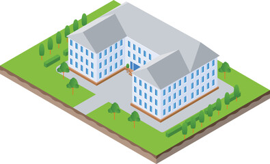 isometric scene of office apartment city building