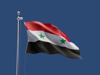 Fototapeta na wymiar 3d Illustration of Syria Flag isolated on blue background