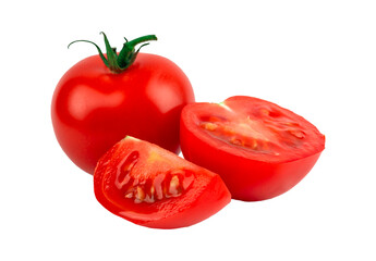 red cocktail tomato sliced ​​isolated, close up
