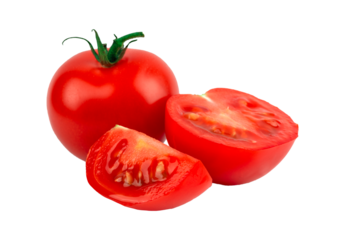 red cocktail tomato sliced ​​isolated, close up