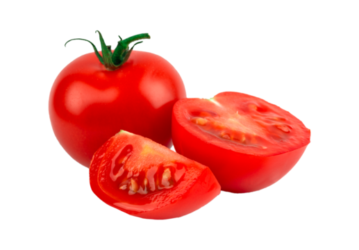 red cocktail tomato sliced ​​isolated, close up