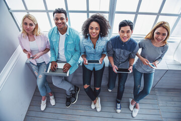 Young people with gadgets