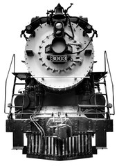 Transportation in the industrial age. Steam locomotive isolated on transparent background.