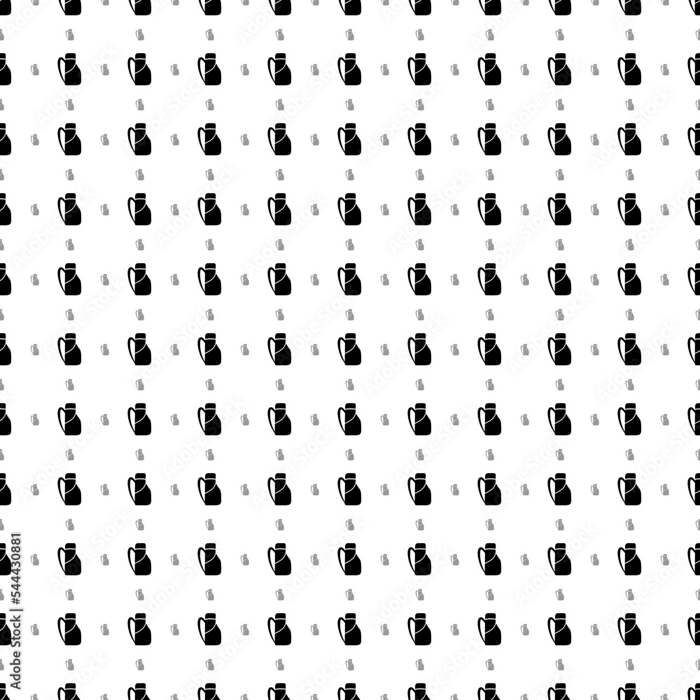 Poster square seamless background pattern from black travel backpack symbols are different sizes and opacit
