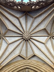 the ceiling in the church hall with patterns and images