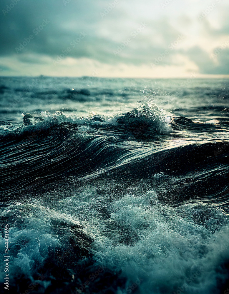 Canvas Prints Horizontal shot of wavy sea 3d illustrated