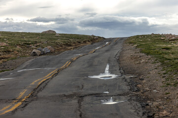 damaged road in the mountains 