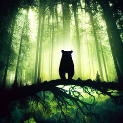 Abstract bear background. Bear double exposure background