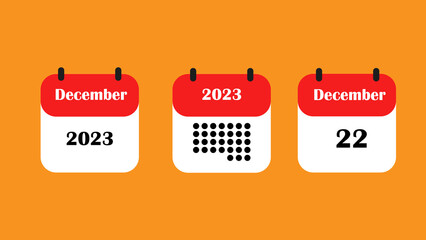 Calander icon 2023 22 day, the concept of waiting for an important plan date. red and white icon vector calendar..