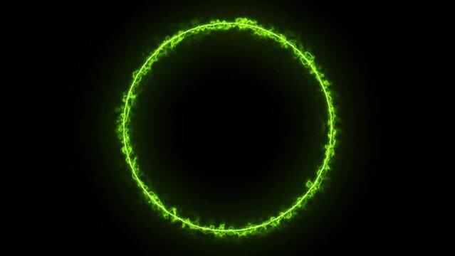 Circle Energy Green Ring Animation Loop Design Element with Copy Space