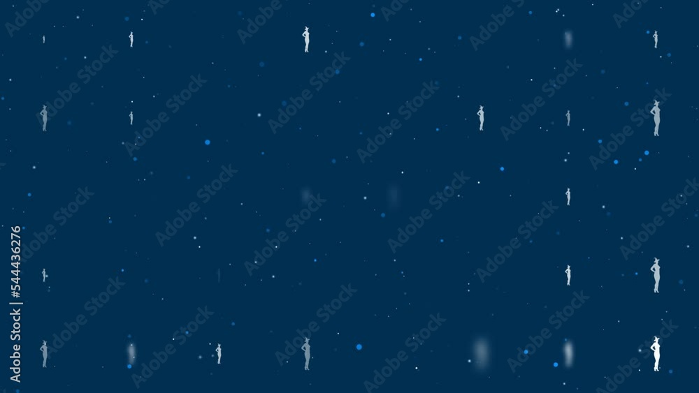 Poster template animation of evenly spaced sexy witch symbols of different sizes and opacity. animation of 