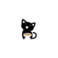 vector illustration of a cat and a coffee cup for an icon, symbol or logo. coffee shop logo