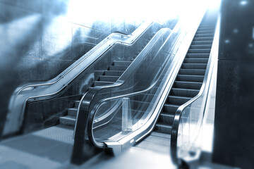 Abstract Escalator, Moving Staircase, Metro Elevator, Electric Stairway, Moving Stairs