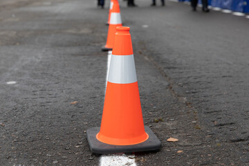 Traffic separation signal cones. Road chips.