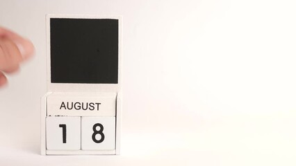 Calendar with the date August 18 and a place for designers. Illustration for an event of a certain date.