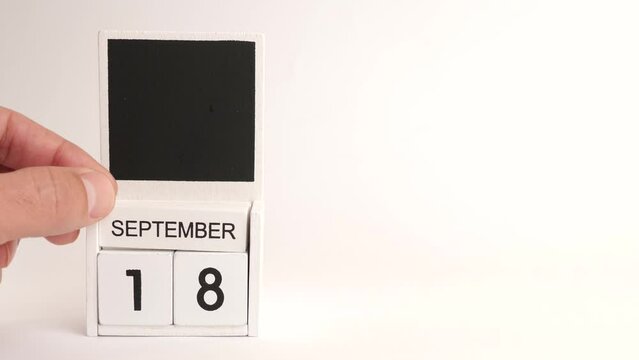 Calendar with the date September 18 and a place for designers. Illustration for an event of a certain date.
