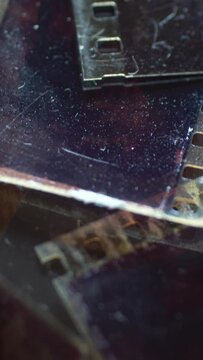 Close up of old vintage slide films