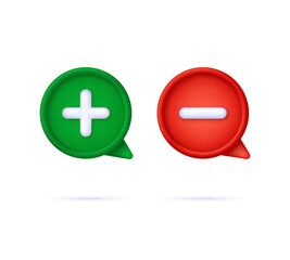 Obraz premium 3D Plus and minuse icon isolated on white background. Can be used for many purposes.