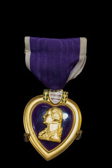 Close Up of United States Military Purple Heart Medal of Honor