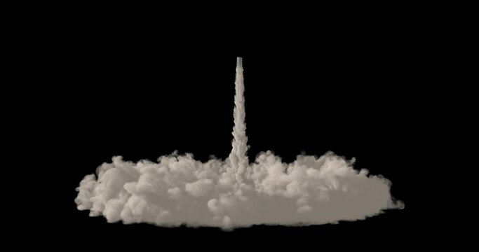 4K Rocket Launch Take off Smoke Blast off with matte 