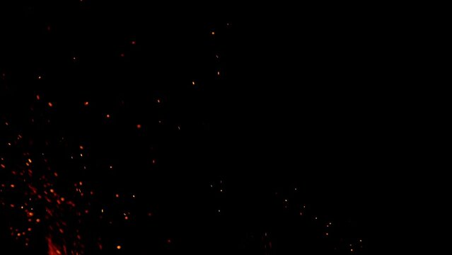 Super Slow Motion Shot of Fire Sparks Isolated on Black Background at 1000fps.