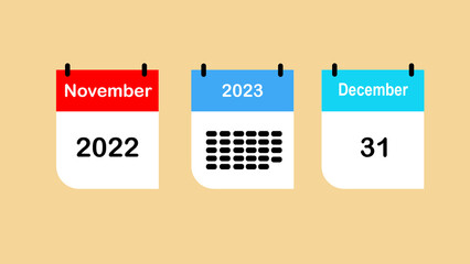 calendar for 2023 vector icon illustration, The concept of waiting for an important date.  vector calendar icon concept.  