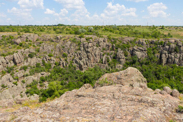 Fototapeta na wymiar View of Aktove Canyon is a canyon near the Aktove village, on the Mertvovod river in the Voznesenskyi region of Mykolaiv Oblast of Ukraine