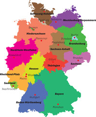Germany political map, Germany political map states, vector illustration