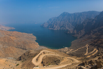Oman musandam Khasab mountain and sea