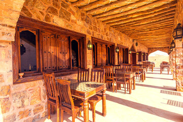 Arabic style restaurant interior.