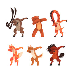Various Animals Standing in Dub Dancing Pose Vector Set