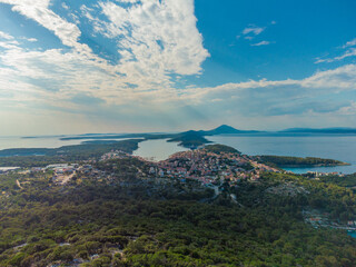 Fototapeta na wymiar View on Mali Losinj city from above in Croatia