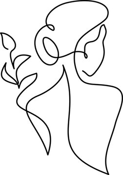 recommend clip art: Elegant Woman with plant logo one line drawing