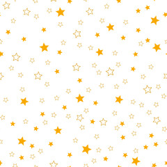 seamless pattern of small gold stars on a white isolated background