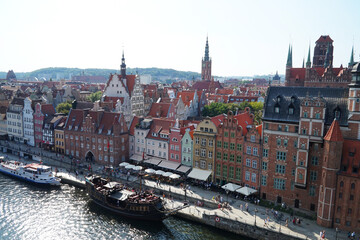 Obraz premium View of the city of Gdansk and the river Moltva from above. Poland