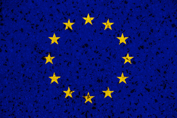 European Union flag on a textured background. Concept collage.