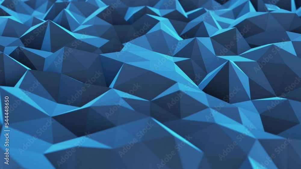 Aufkleber realistic dof camera abstract looping 3d animation of the moving polygonal geometry trendy blue surf