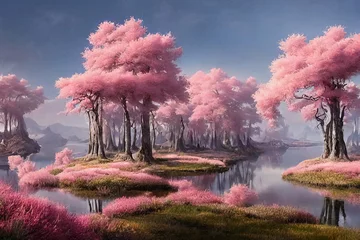 Zelfklevend Fotobehang Prachtig landschap met fantastische bomen. © IM_VISUAL_ARTIST