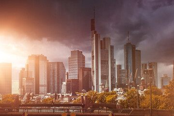 Fototapeta na wymiar Frankfurt am Main Panorama Skyline Krise Bankenkrise