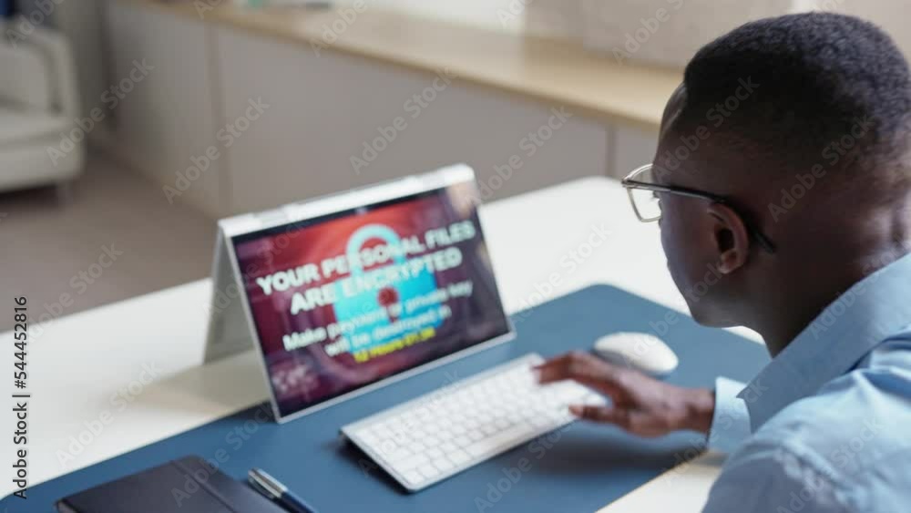 Poster ransomware malware breach. hacked computer