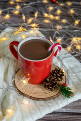 Obraz na płótnie Canvas Christmas hot chocolate with candy