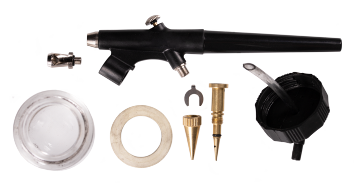 Airbrush for painting with paint disassembled on an isolated background. - Powered by Adobe