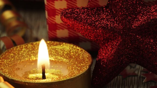 Christmas candle and decor photo zoom Ken Burns effect