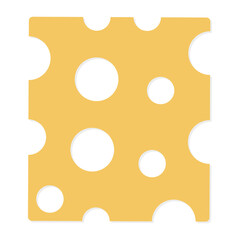 Slice of fresh cheese with holes isolated on a white background. Vector illustration