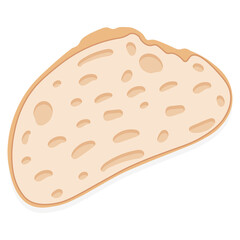 Vector illustration of a fresh slice of bread. A slice of bread in a flat style, top view